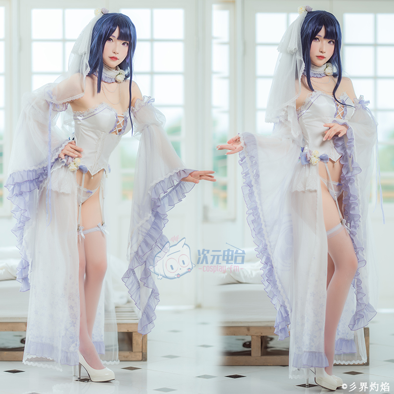 原神cos同人雷電將軍cosplay紫色花嫁私房婚紗女遊戲動漫套裝-Taobao