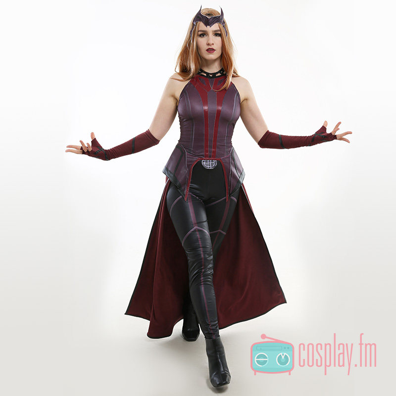 X-Men Scarlet Witch Wanda Maximoff Red Battle Suit Cosplay Costume