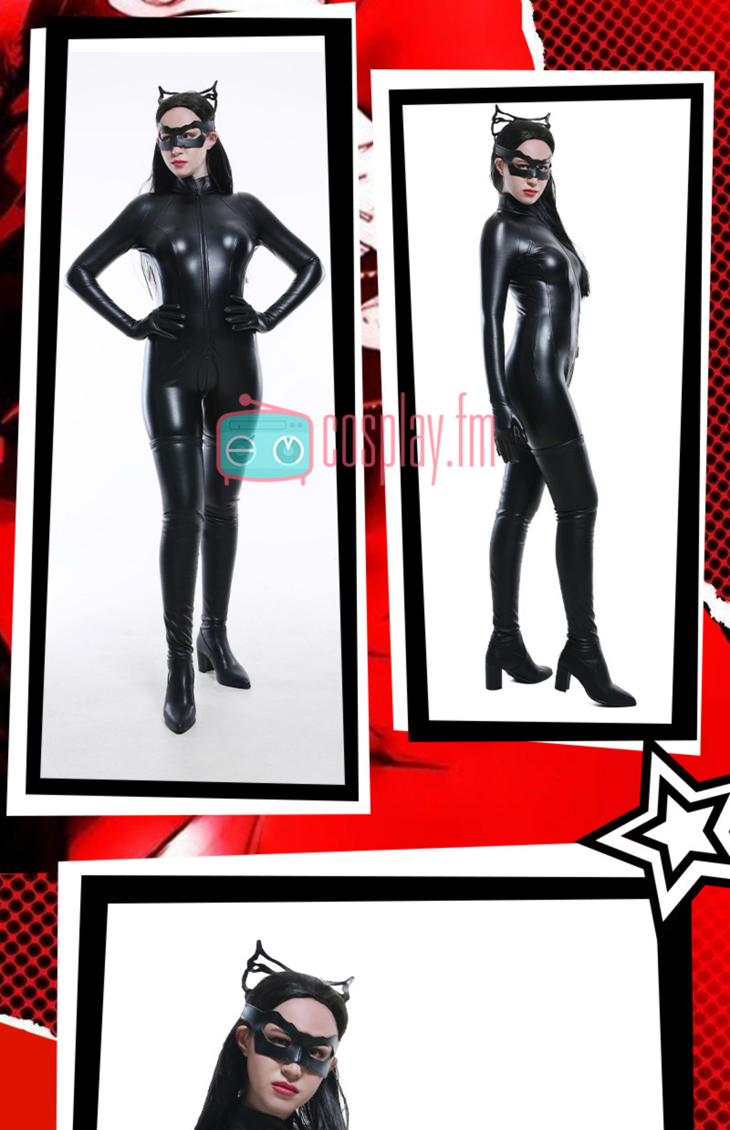 Batman Catwoman Selina Kyle Black Battle Suit Cosplay Costume