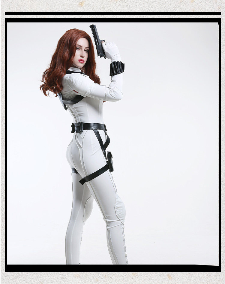 Marvel Black Widow White Battle Suit Cosplay Costume