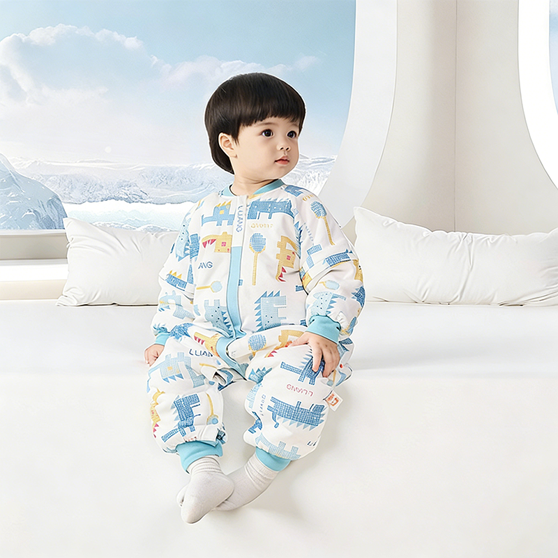 良良婴儿恒温睡袋儿童春秋款防踢被纯棉冬季厚款宝宝恒温分腿睡袋