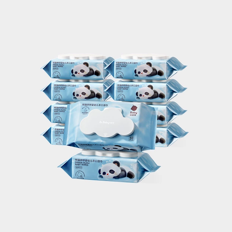 babycare熊猫呼呼纯水湿巾西高地手口专用屁屁湿纸巾家庭实惠80抽