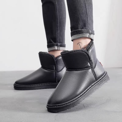 2025新款情侣外穿防寒保暖雪地靴防水PU加厚加绒简约百搭秋冬棉鞋