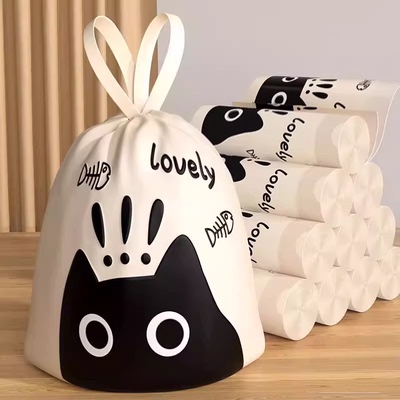 加厚大号垃圾袋家用抽绳手提式厨房自动收口不脏手塑料袋Y19