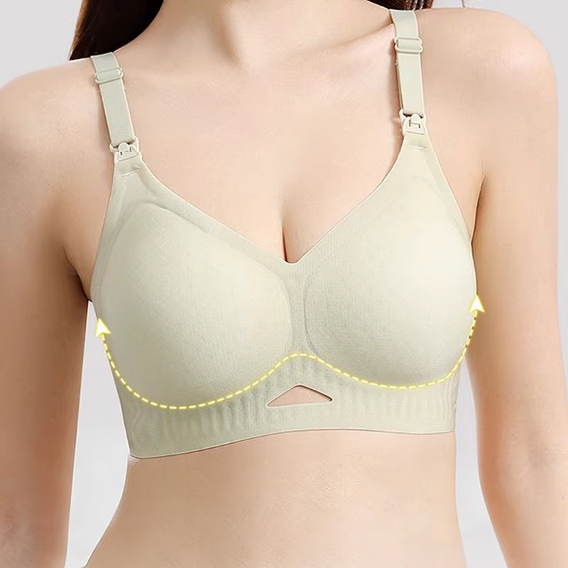 草本初色哺乳内衣蚕丝产后喂奶聚拢提拉防下垂收副乳夏季薄文胸OQ