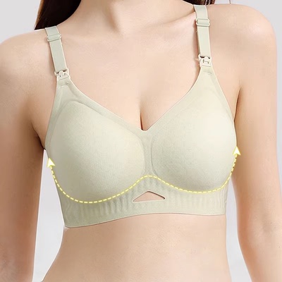 草本初色哺乳内衣蚕丝产后喂奶聚拢提拉防下垂收副乳夏季薄文胸OQ