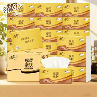 清风金装抽纸4层加厚100抽*24包