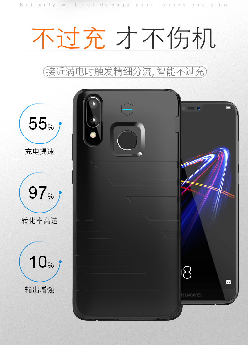 Huawei nova3e trở lại clip sạc kho báu nova3e pin chuyên dụng vinh quang chơi di động siêu mỏng vỏ điện thoại di động nova 3e công suất lớn không dây điện thoại di động Huawei vinh quang chơi