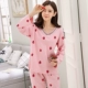 Mùa xuân và mùa thu quý bà dài tay cotton béo mẹ cộng với phân bón XL đồ ngủ mùa thu cotton lỏng chất béo MM dịch vụ tại nhà bộ đồ dài tay nữ