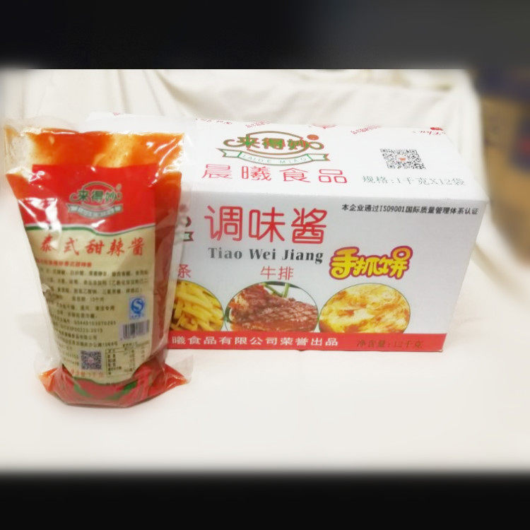 (Laodemiao Thai Sweet) Chili Sauce Korean Sweet and Sour Sauce Scallion Pancake Burger 1kgX12 Bags FCL