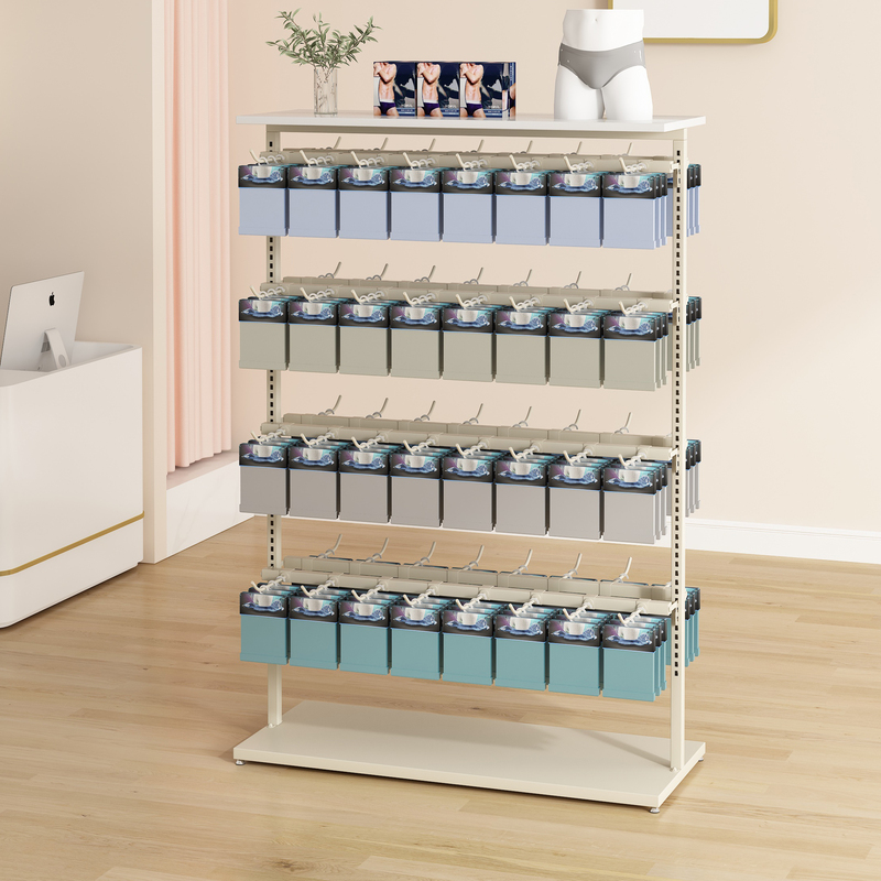 Men's Boxed Underwear Display Rack, Sock Island Rack, Adjustable Stocking Hanger Rack, Jewelry Store Off-White Display Rack