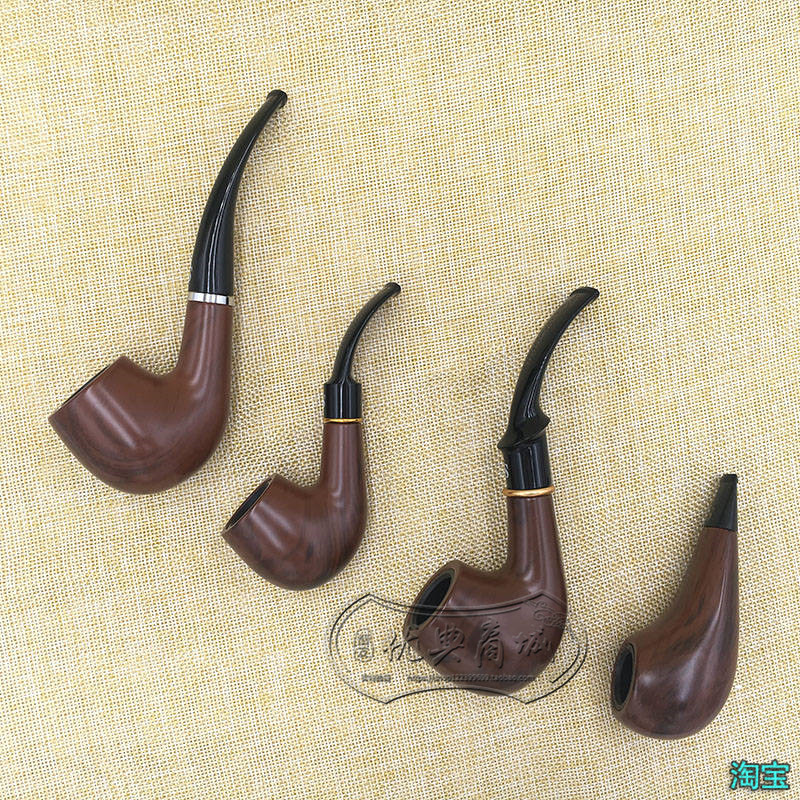 Straight hammer resin filter pipe gift box curved bakelite small pipe men's tobacco bag pot old-fashioned
