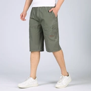 Mùa hè quần trung niên nam kích thước lớn quần cotton cắt cạp quần trung niên cha tải mùa hè quần thường quần nhiều túi