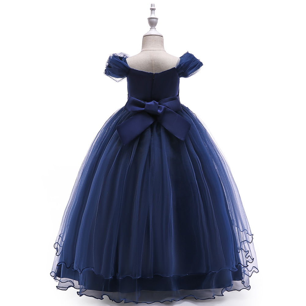 Cô gái từ vai tutu hoa cô gái buổi tối trang phục piano trang phục váy cưới Qi dài công chúa váy đầm - Váy trẻ em quần áo biểu diễn trẻ em