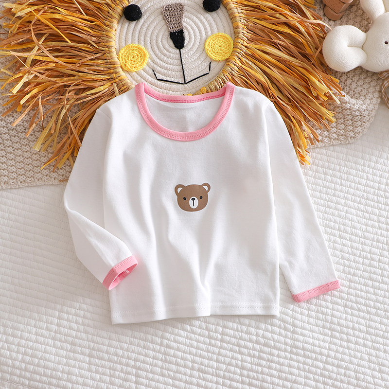 Children long sleeve T-shirt 2021 Fall new 0-3-year-old male and female baby pure cotton round collar cartoon bottom-shirt single blouse