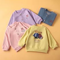 Spring Childrens hooded sweatshirt with childrens thin jacket Fall male and female baby cardiovert cardiovert jersey undershirt