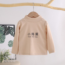 Autumn Winter Children Warm Beating Undershirt 1-3 Year Old Male Treasure High Collar Autumn Clothes Mid children jacket Head pure color single piece Long sleeve T-shirt