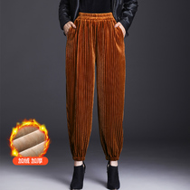 Hallen Pants Plus Suede Woman Autumn Winter Thickening Casual Little Feet Radish Pants 2021 New Winter High-end Gold Velvet Pants