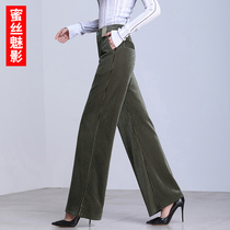 Spring new womens clothing light core suede pants in old age Mom wide-legged pants loose woman pants middle-aged lady long pants