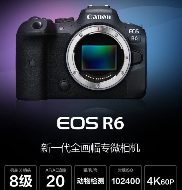 Canon R6 full-frame mirrorless camera 4K HD dual-core anti-shake single body EOSR6 ຊຸດ 24-105