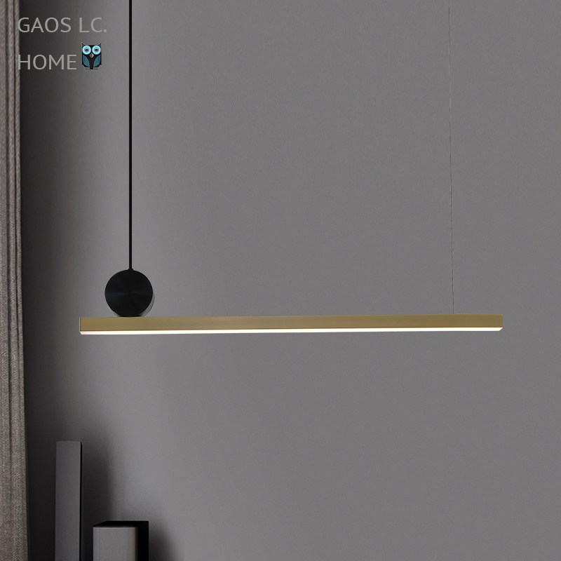 Creative Nordic Dining Room Lamp Geometric Strips Chandeliers Bar Office Rear Modern Light Extravagant Designer Brass Lamps