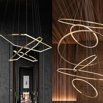 Modern minimalist round living room chandelier minimalist led ring Nordic geometric restaurant clothing store ins Net red chandelier