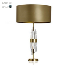 Foreign designer modern luxury style glass rod Crystal gold lampshade light luxury table lamp post modern simple beauty