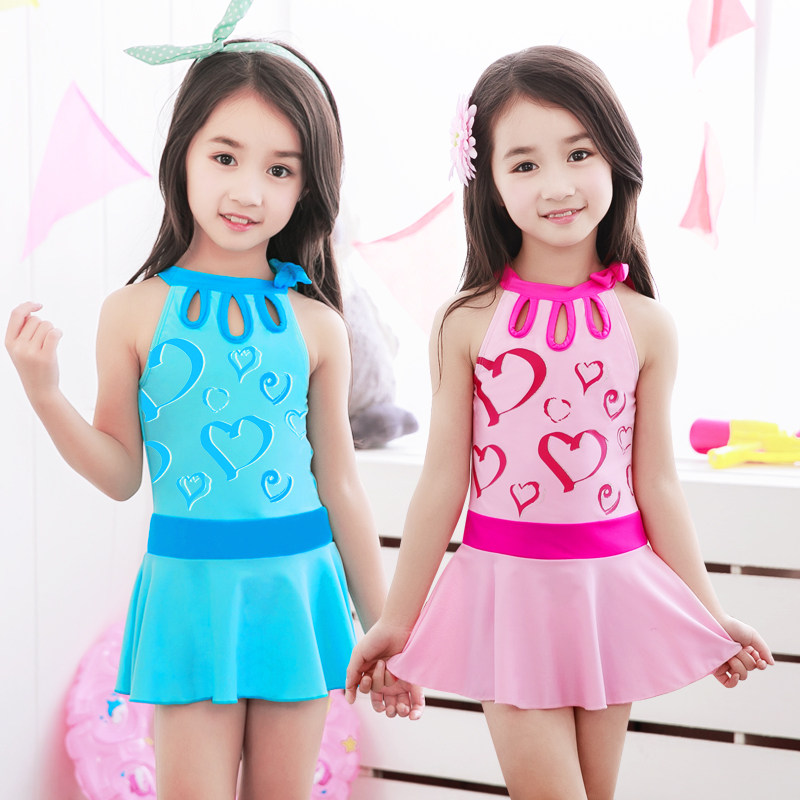 Youyou children's swimsuit girls Korean style onepiece skirt style medium and large children's