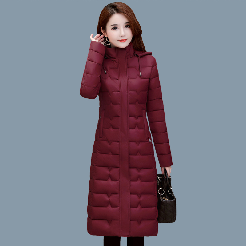Middle-Aged Women's Thickened Cotton-Padded Jacket, Mother's Wear, Mid-Length Over-The-Knee Slimming down Cotton Coat, Women's Winter Outerwear