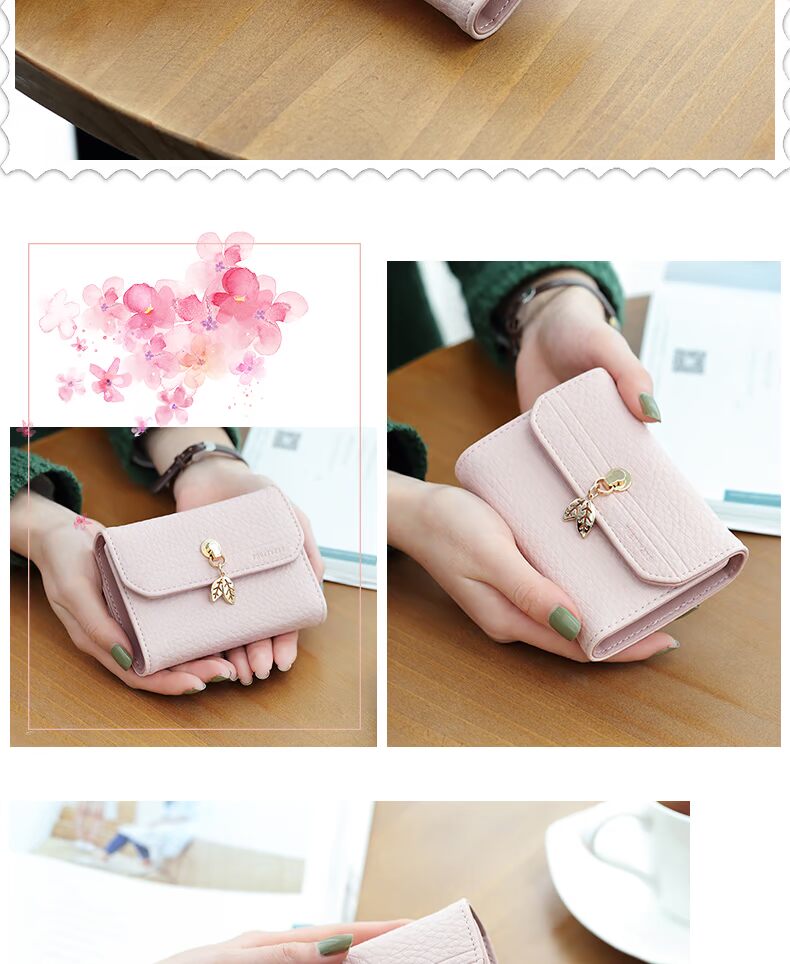 Túi Pretika của phụ nữ Hàn Quốc nhỏ dễ thương nhỏ bằng kim loại lá nhỏ đa thẻ tín dụng gói thẻ nhỏ chủ thẻ ví da