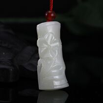 Xinjiang Hetian Jade sheep bamboo festival pendant Hetian Jade blessing pendant old pit material festival high rise belt certificate