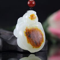 Xinjiang Hetian Jade seed material tortoise pendant Hetian Jade seed White Jade Dragon tortoise pendant red skin belt certificate