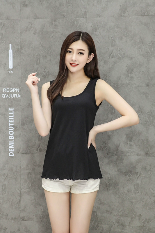 Phiên bản Hàn Quốc của cotton kích thước lớn treo băng thông vest dây đeo che bụng lỏng lẻo gầy MM chạm đáy áo sơ mi hàng đầu áo nữ