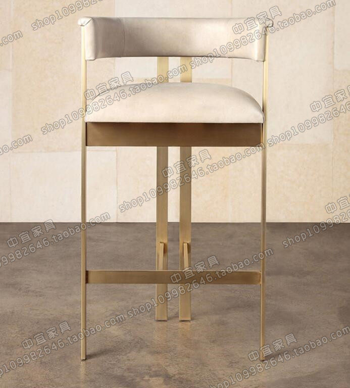 American minimalist bar Armchair Stainless Steel KTV Bar Chair Coffee Hall Front Desk High Chair Creative Casual Talks Chair