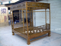 Chinese Ming and Qing antique furniture solid wood bed double bed elm classic carved canopy bed classical furniture