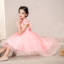 Girl Princess Dress Dragging Host Piano Performance Clothing Little Girl Dollar Dress Dress Dress Dress Summer