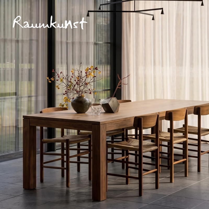 Burma Teak Solid Wood Dining Table, Old Money Style Furniture, Imported Dundun Table, Italian Minimalist Dining Table, Large Slab Long Desk
