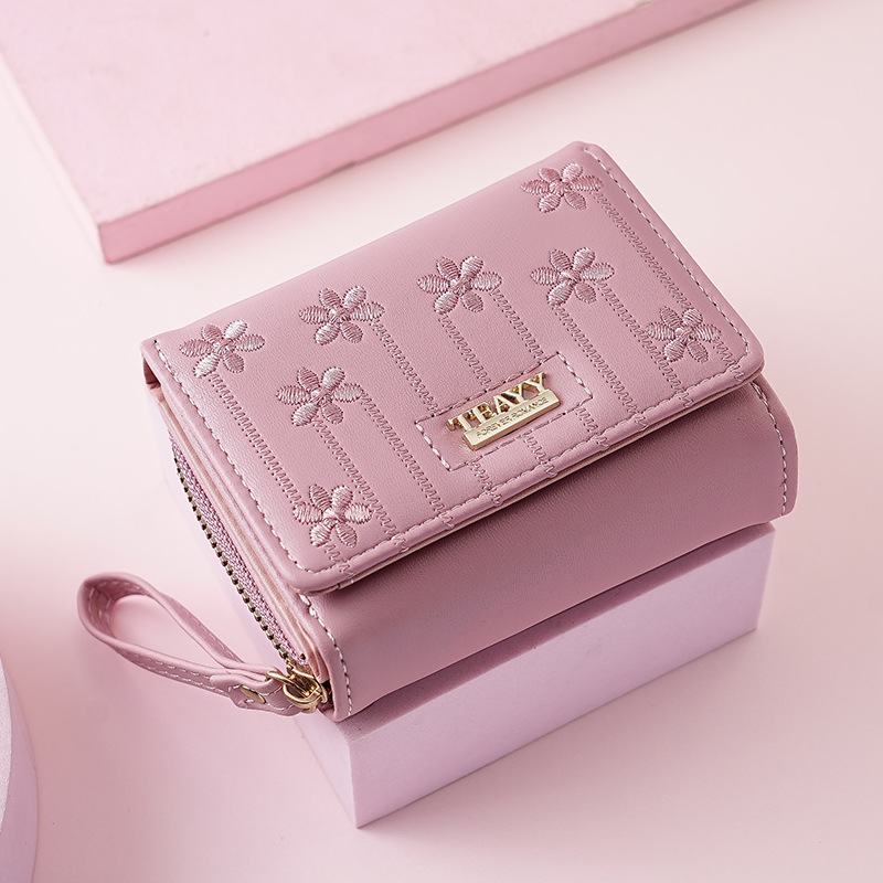 Women's Short Wallet 2024 New Model 70% off Foldable Ladies' Wallet Card Holder Integrated Zipper Small Wallet Student Leather Wallet