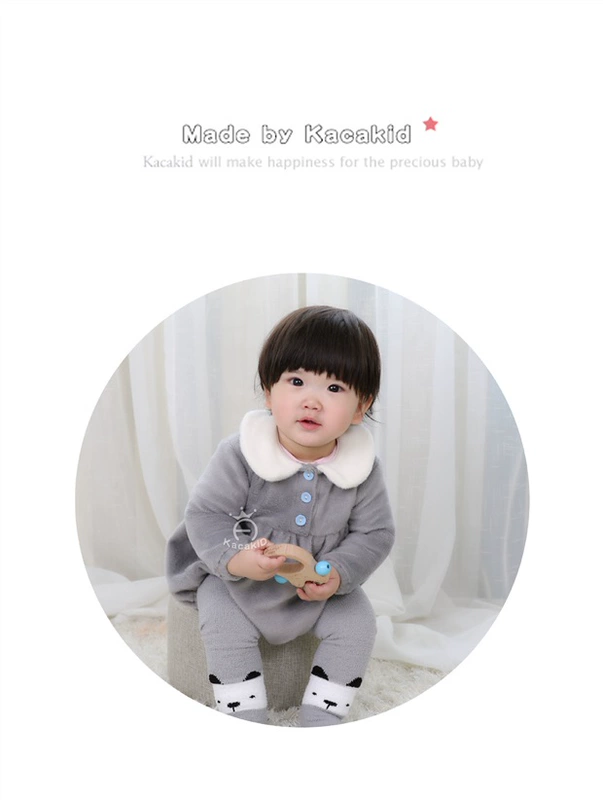 Bé gái 0-2 tuổi Quần áo flannel dài tay túi rắm công chúa bé bé Xiêm tam giác quần áo mùa thu đông dày bodysuit bé trai 0-24 tháng