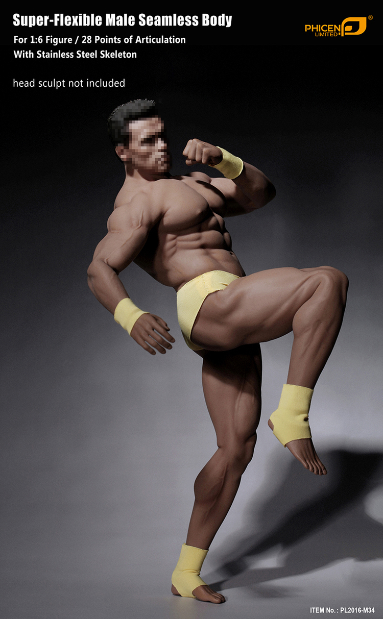 1//6 Phicen PL2016-M34 Flexible Seamless Male Super Muscular Body Steel Skeleton