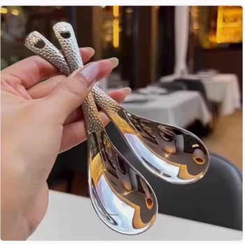 Retro hammered spoon stainless steel hammer pattern spoon household dining spoon dining spoon