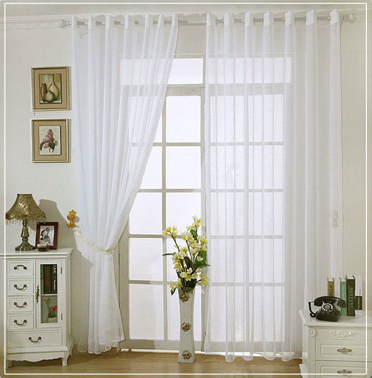 Pure white gauze ultra-high 3 meters high modern minimalist bay window balcony finished window screen custom curtain special clearance