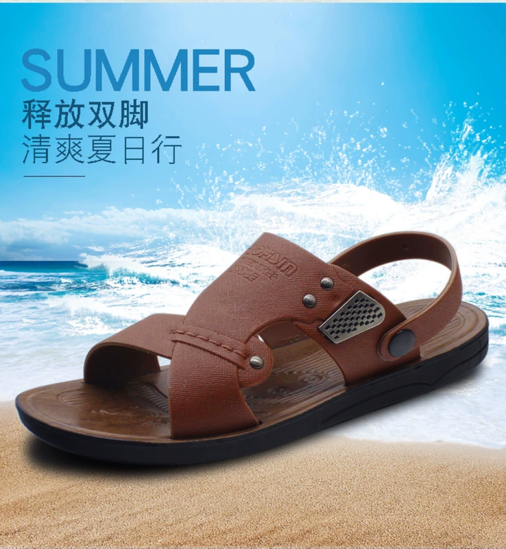 Dép nam xu hướng phiên bản Hàn Quốc hè 2018 cá tính mới ngoài trời hoang dã mềm mại đế mềm đôi dép đi biển sandal nam