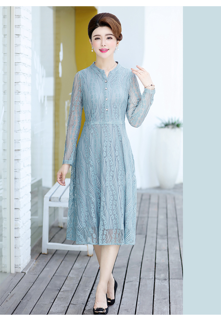 Váy đầm xuân cho bé 2019 khí chất mới 50 tuổi 40 phụ nữ trung niên mùa thu tay dài mùa hè nước ngoài mùa hè - Quần áo của mẹ áo phao trung niên