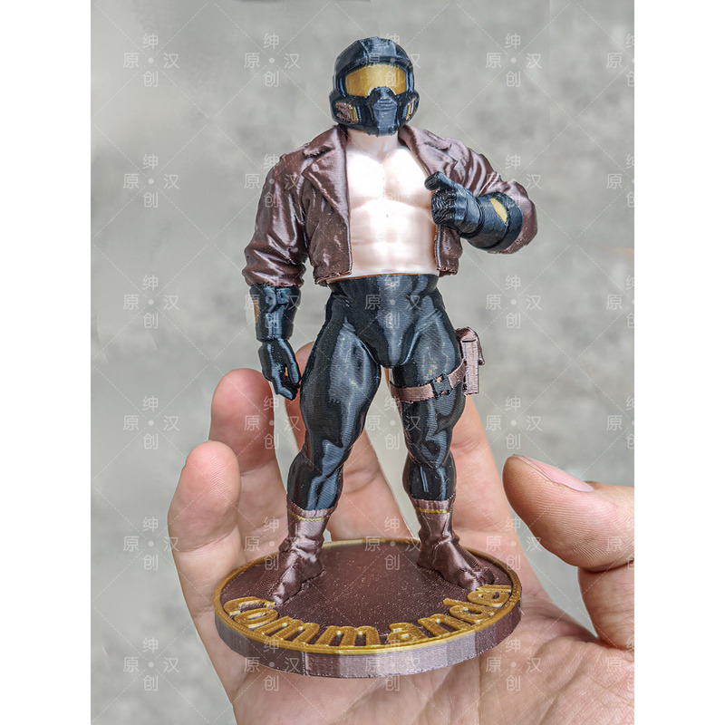 June's New Halo-Inspired Officer Character Shen Han Original 3D Printed Art Figure Fitness Muscular Male Model