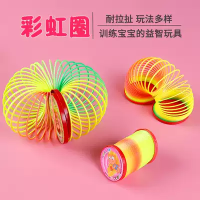 Hot sale creative plastic coil toys children's rainbow circle small toys nostalgic stacked circle toys