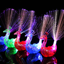 Peacock Finger Light Luminous Color Change Peacock Open Screen Flash Light Fiber Finger Light led Colorful Creative Children's Toys