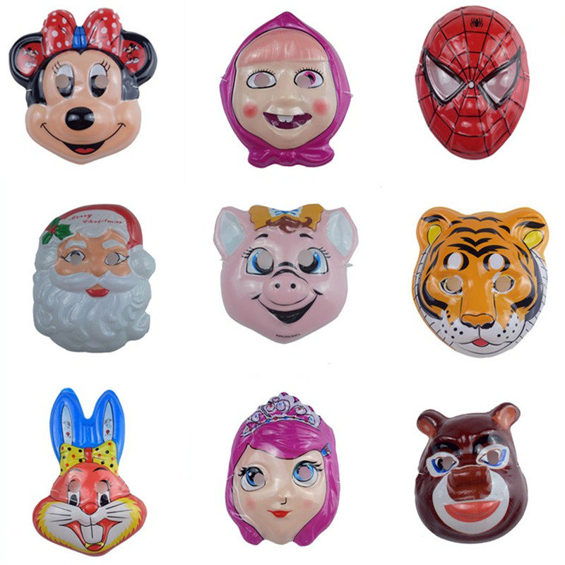 Children Cartoon Mask Thin Mask Plastic Mask With Rope Nursery School Performance Children's Toys Random Hair