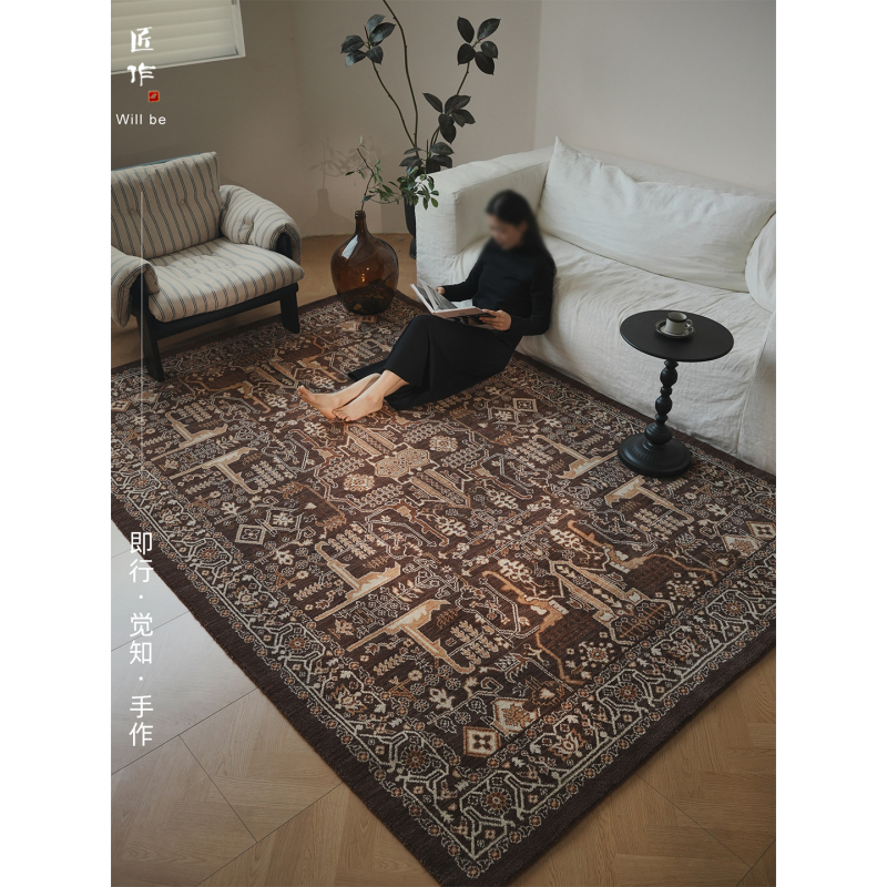 Handcrafted 100% Pure Wool Carpet | Living Room with Antique Style, American Retro, Glue-Free, for Large Villas, High-End, Thickened. Handcrafted 100% Pure Wool Carpet | Living Room with Antique Style, American Retro, Glue-Free, for Large Villas, High-End, Thickened.
