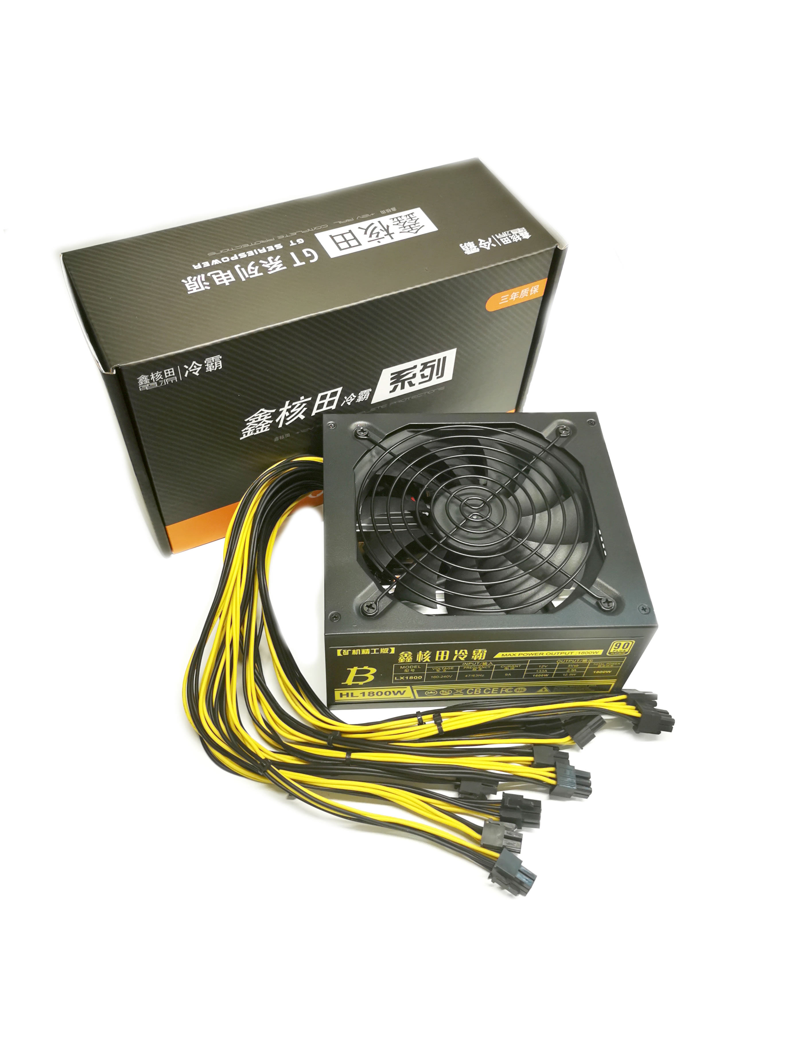 New gold medal single way 12V server power 1800W2000W8 graphics card non-module straight plug silent host shell